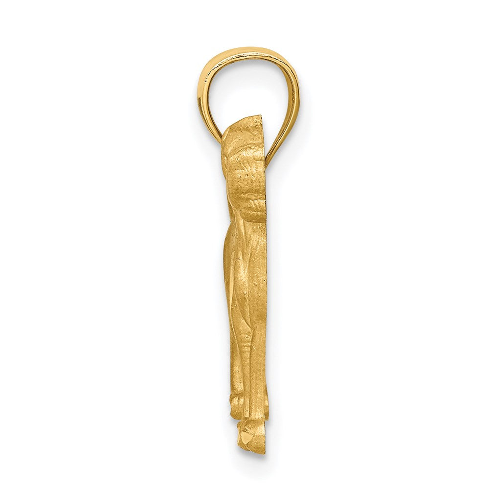 14K Satin Diamond-cut Boxer Dog Pendant