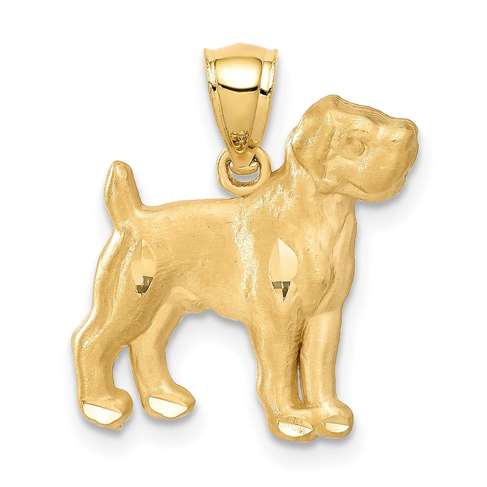 14K Satin Diamond-cut Boxer Dog Pendant