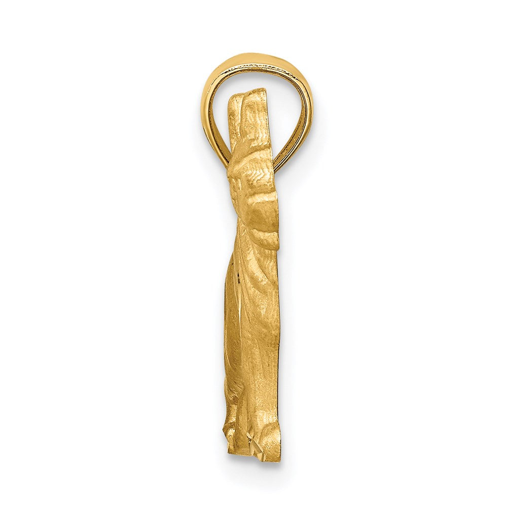 14K Satin Diamond-cut German Shepherd Dog Pendant