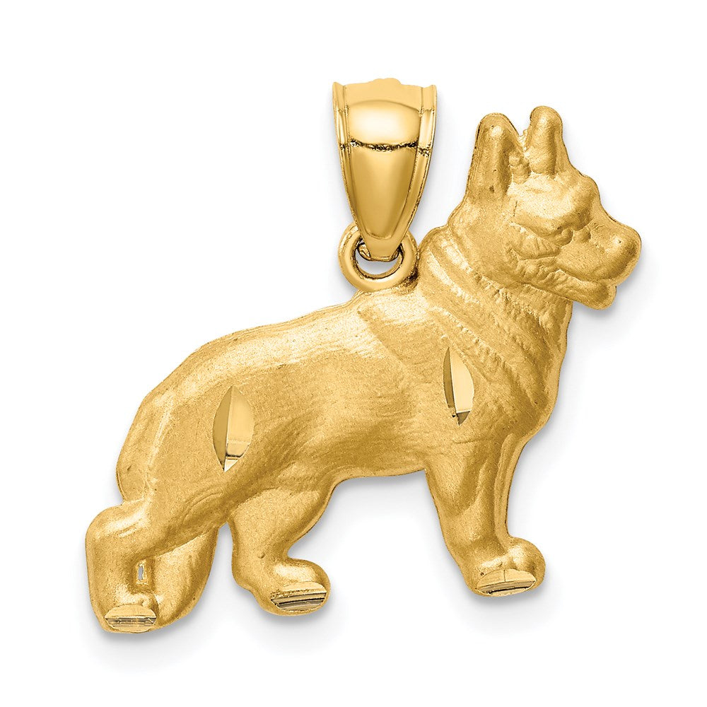 14K Diamond-cut German Shepherd Pendant