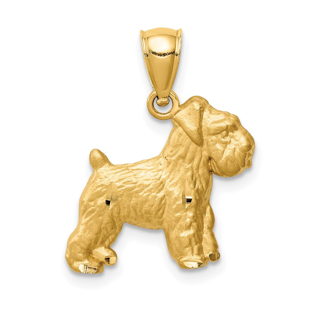 14K Diamond-cut Mini Schnauzer Dog Pendant