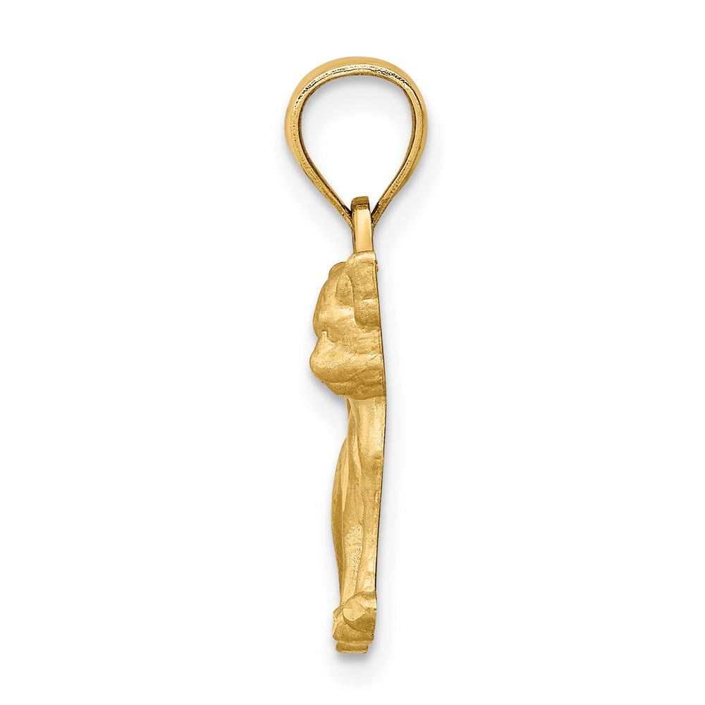 14K Satin Diamond-cut Chihuahua Dog Pendant