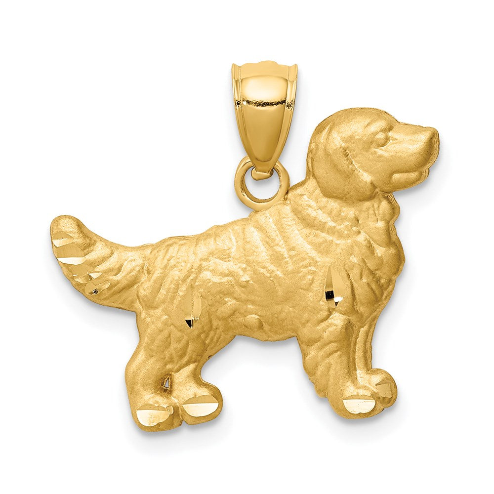 14K Diamond-cut Golden Retriever Pendant