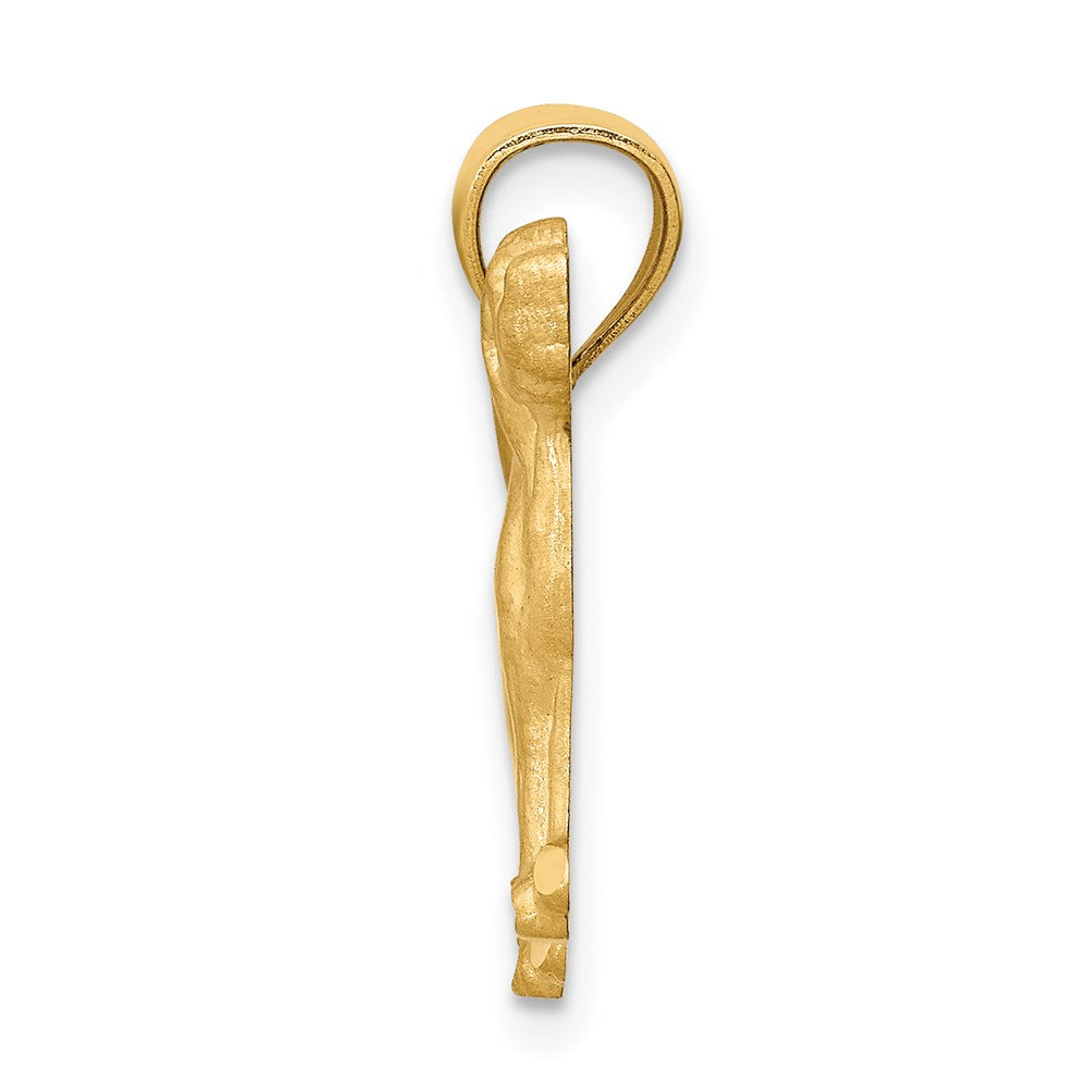 14K Satin Diamond-cut Beagle Dog Pendant