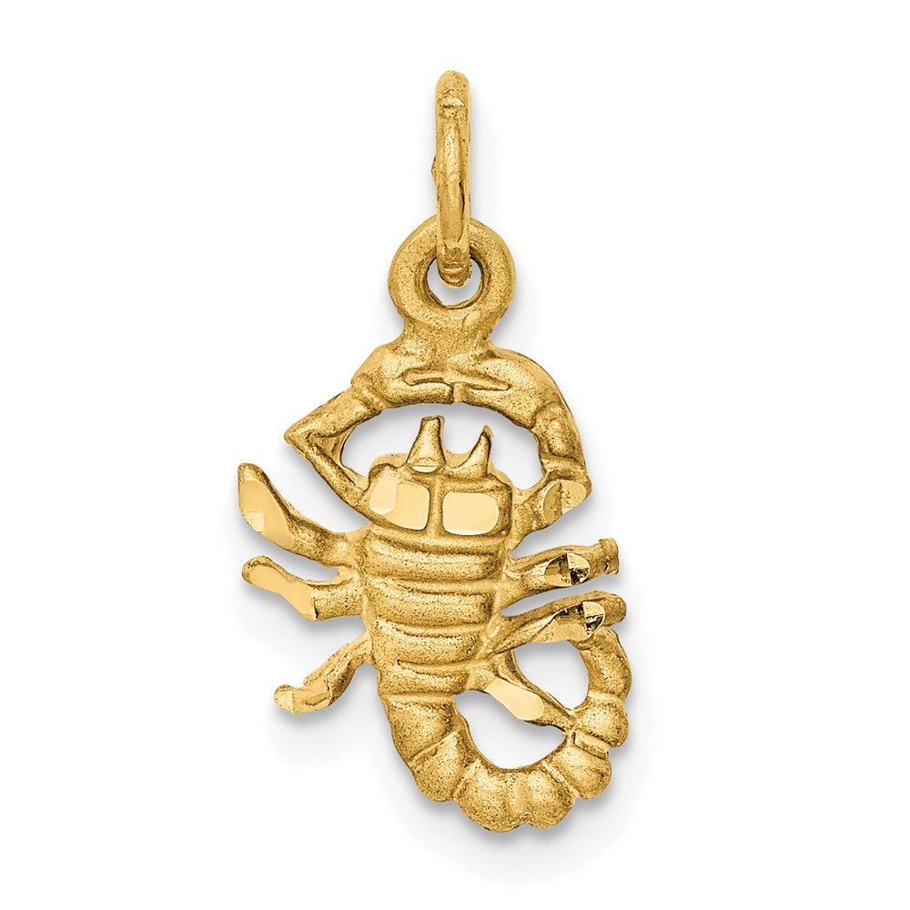 14k Satin Diamond-cut Scorpio Zodiac Charm