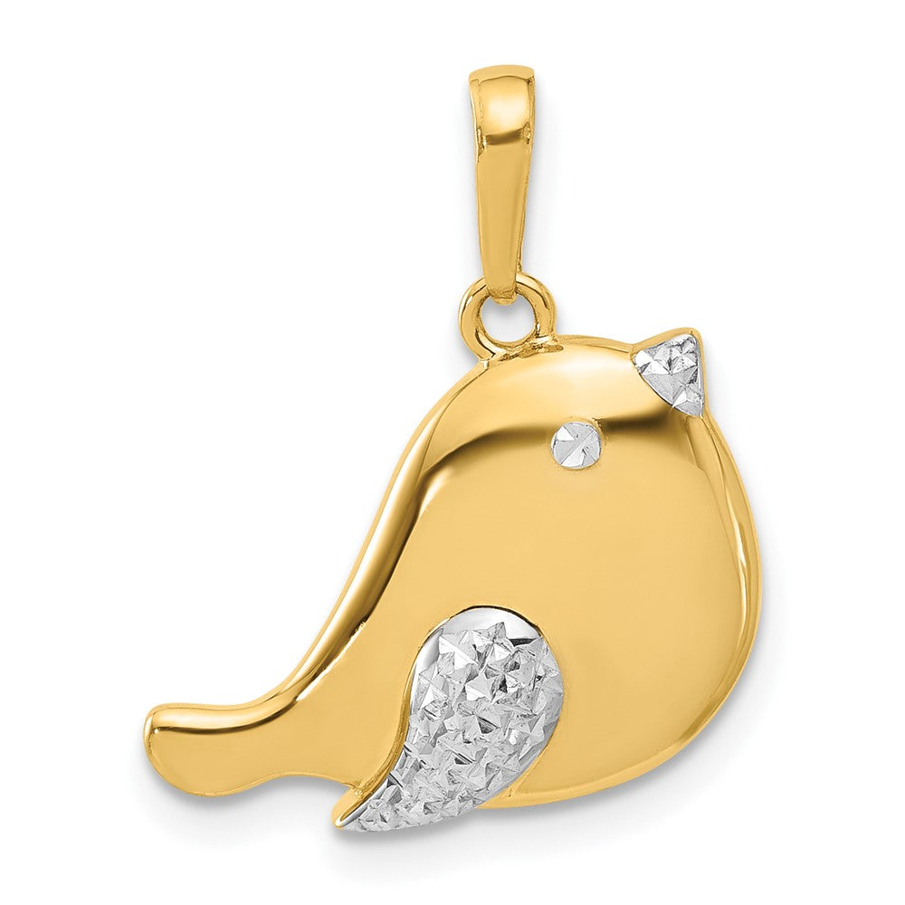 14K and White Rhodium D/C Bird Pendant