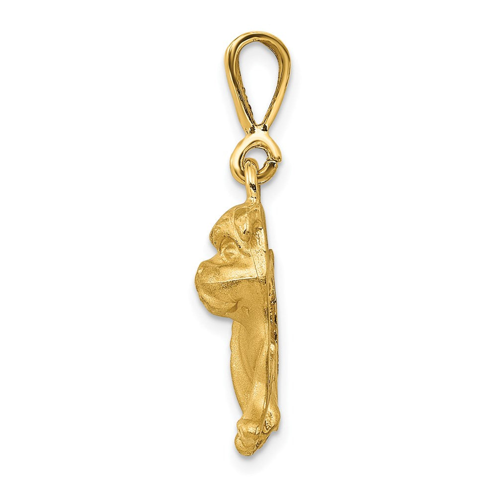 14k Satin Diamond-cut Bulldog Pendant