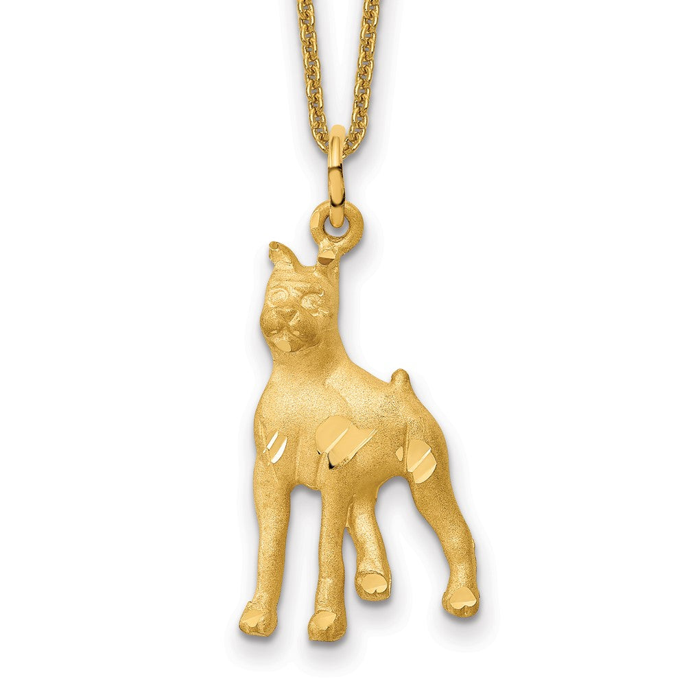 14k Yellow Gold Solid Polished Boxer Charm w/ chain