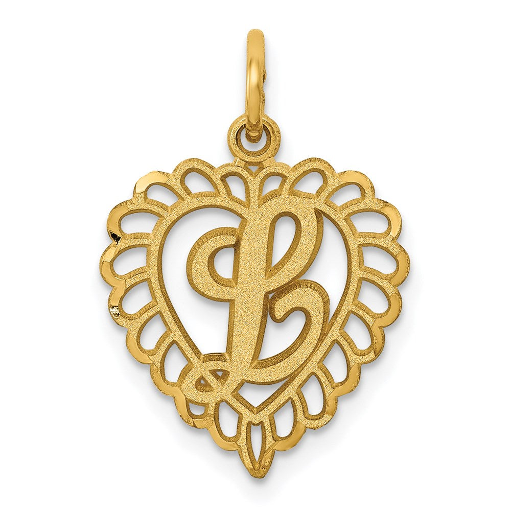 14k Heart Letter L Charm