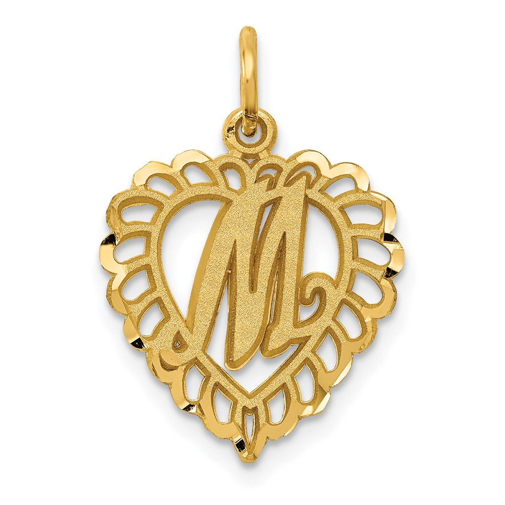 14k Heart Letter M Charm