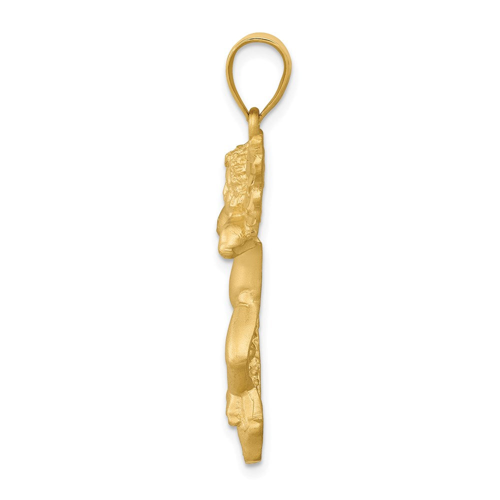 14K Satin Diamond-cut Angel Pendant