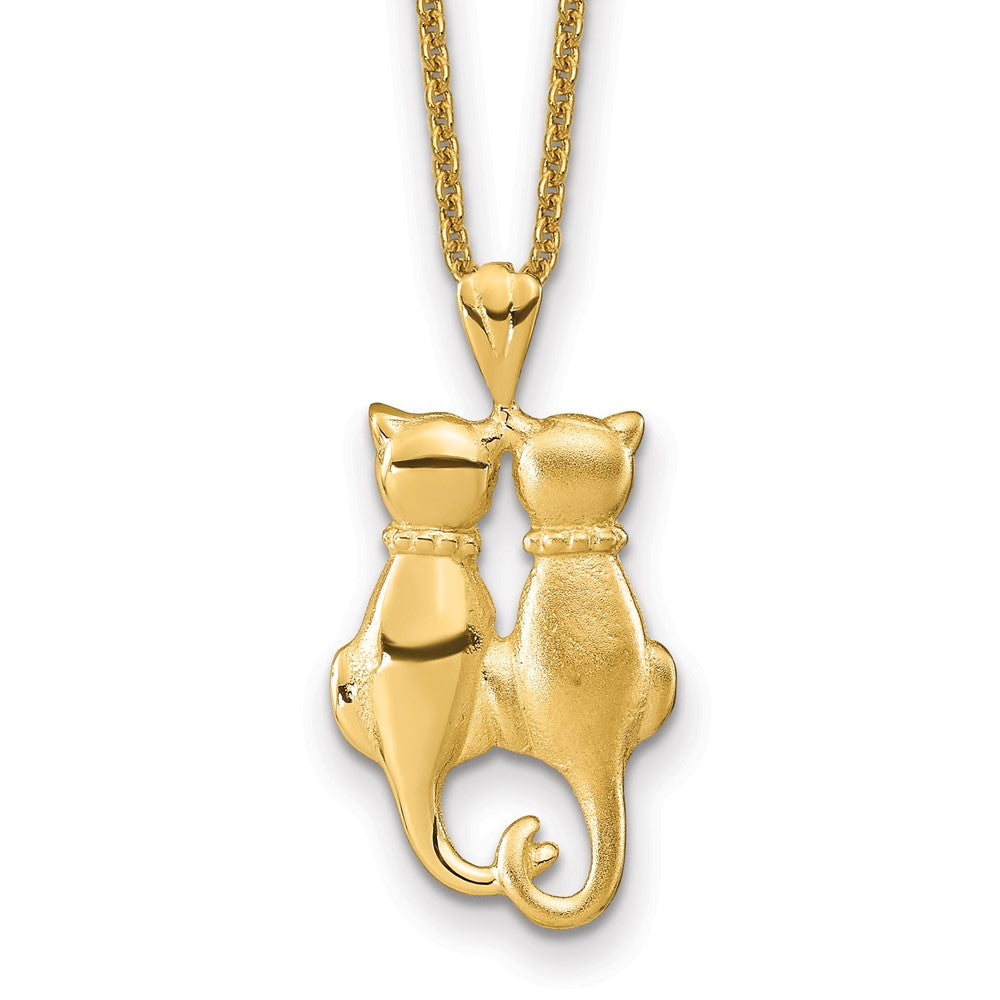 14k Satin and Polished Cats Necklace