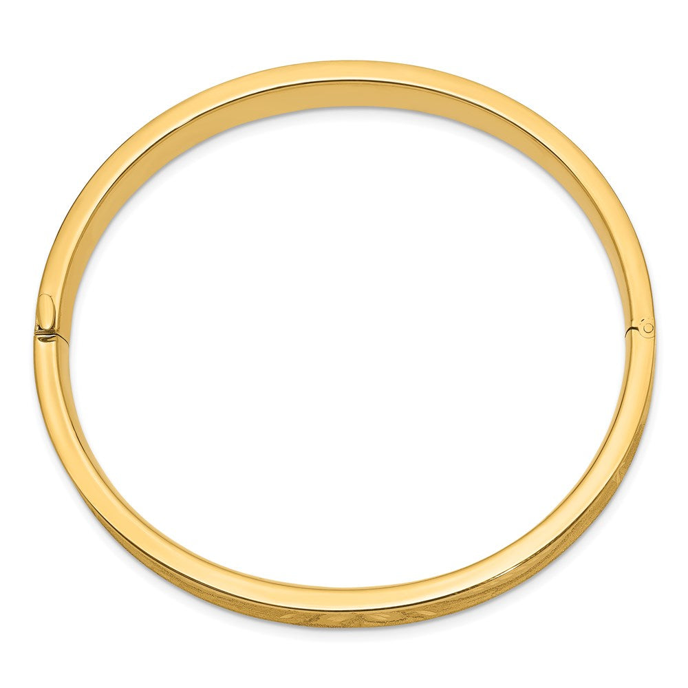 14k 5/16 Oversize Diamond-cut Concave Hinged Oval Bangle Bracelet