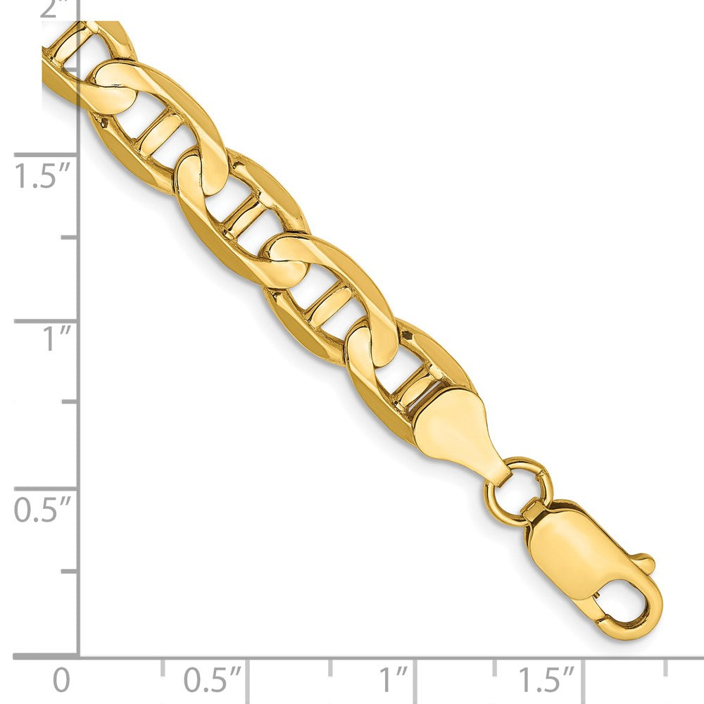 14K 8 inch 7mm Concave Anchor with Lobster Clasp Bracelet