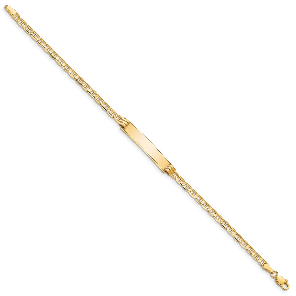 14k Polished Solid Chain/Solid Plate Anchor Link 25x Plate ID Bracelet