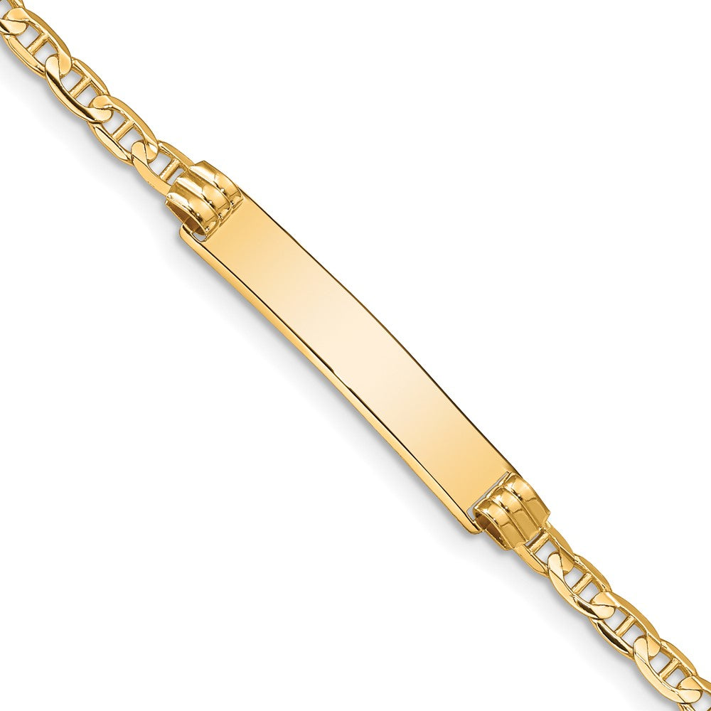 14k Polished Solid Chain/Solid Plate Anchor Link 25x Plate ID Bracelet