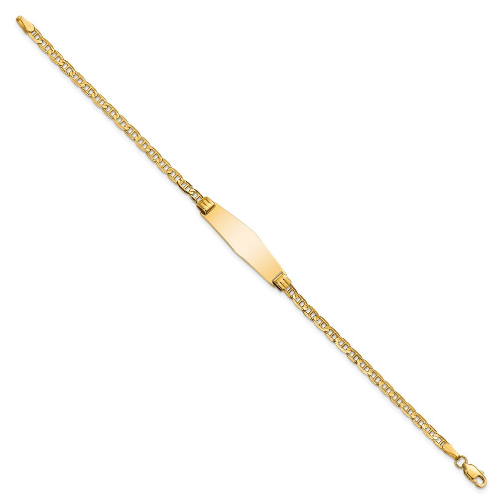 14k Polished Solid Chain/Solid Plate Anchor Link Soft Diamond Shape 24.5x Plate ID Bracelet
