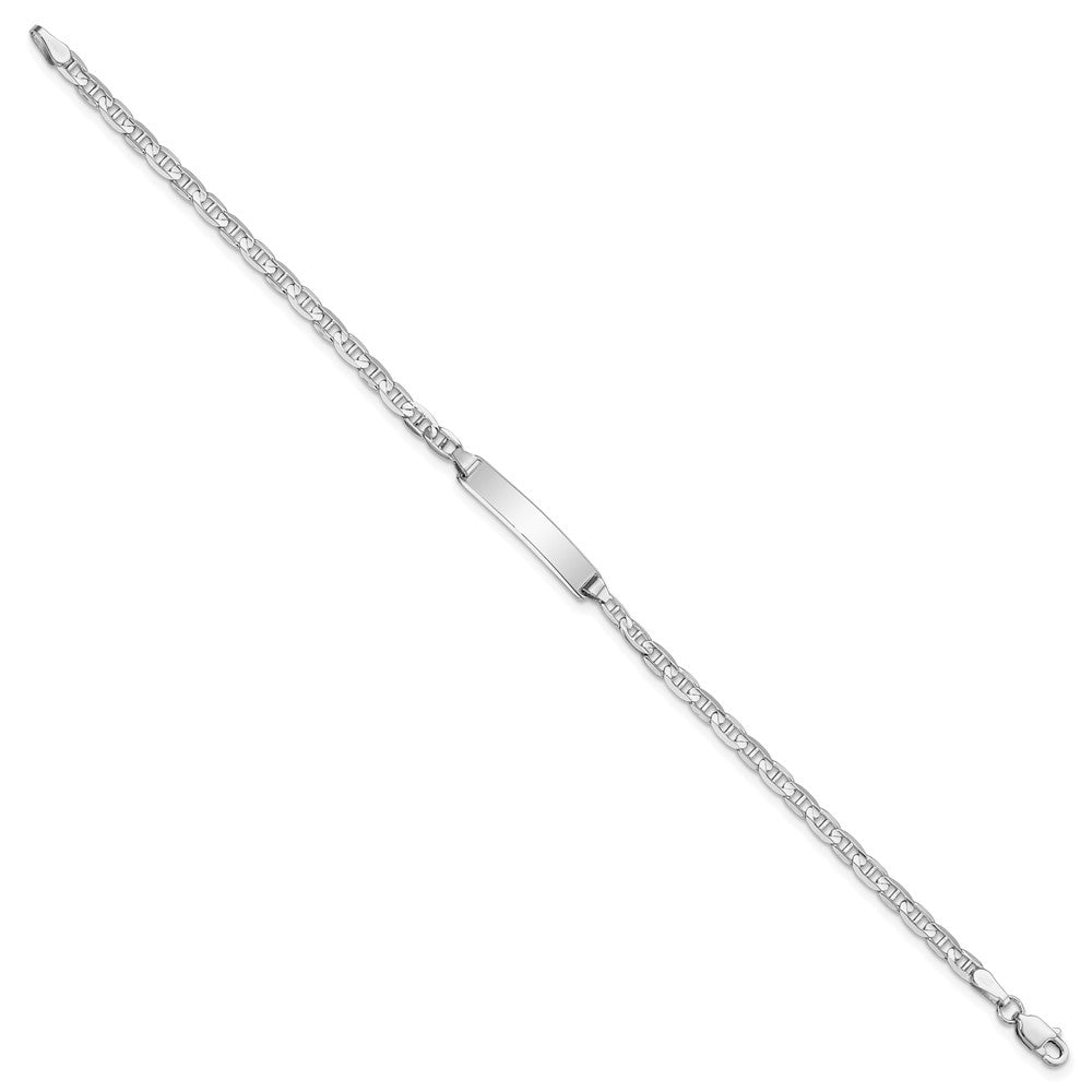 14k White Gold Polished Solid Chain/Solid Plate Anchor Link 19.5x Plate ID Bracelet