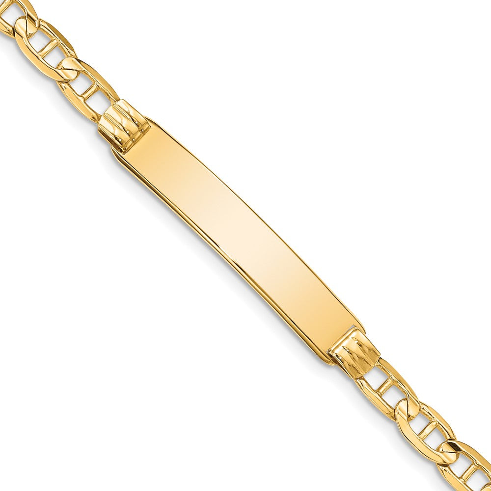 14k Polished Solid Chain/Solid Plate Anchor Link 34x Plate ID Bracelet