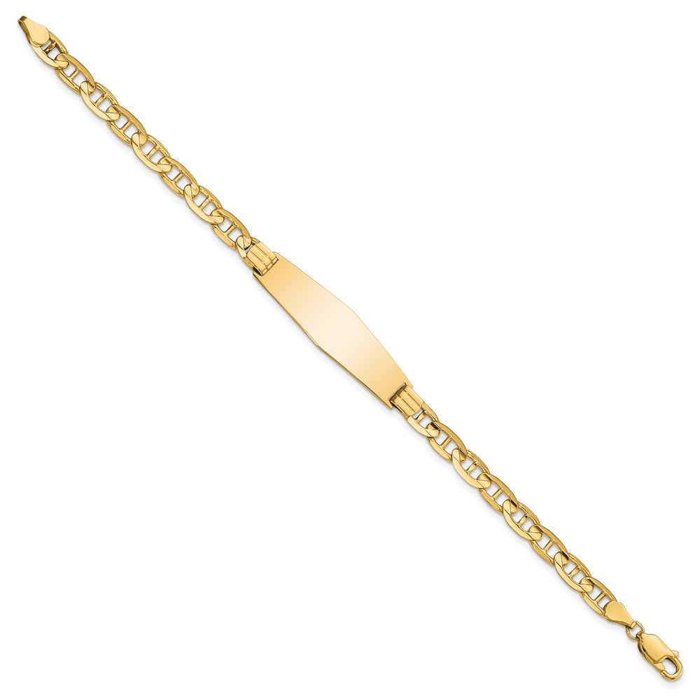 14k Polished Solid Chain/Solid Plate Anchor Link Soft Diamond Shape 33x Plate ID Bracelet