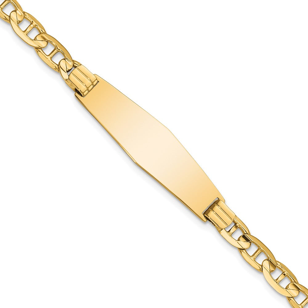 14k Polished Solid Chain/Solid Plate Anchor Link Soft Diamond Shape 33x Plate ID Bracelet