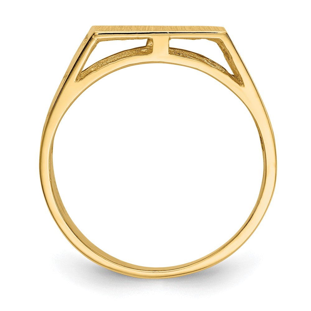 14k 12.5x Rectangle Open Back Cut-out Squares Mens Signet Ring