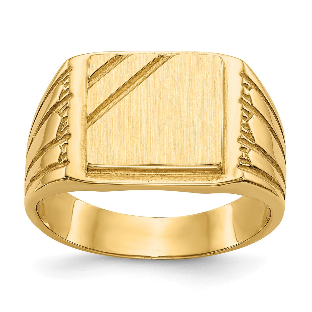 14k 11.5x Rectangle Open Back Mens Signet Ring