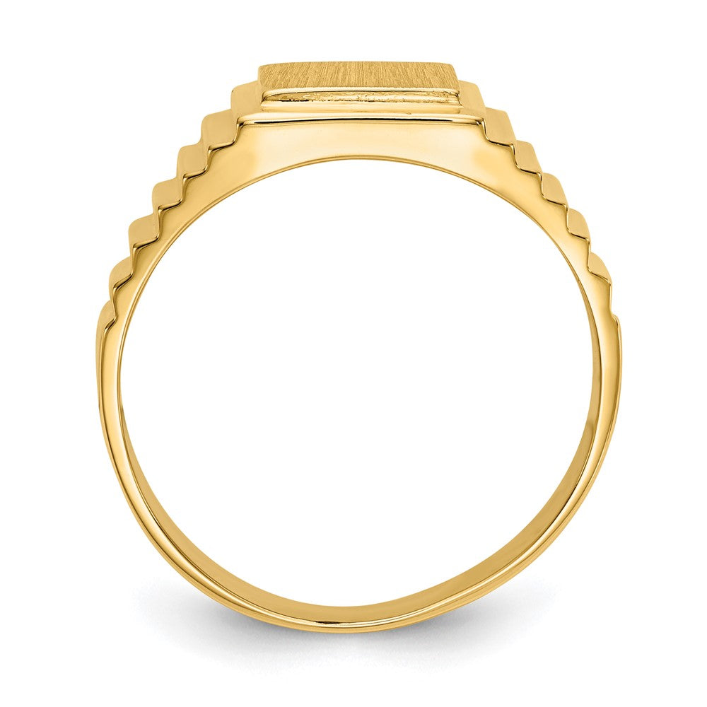 14k 8.5x Rectangle Open Back Mens Signet Ring