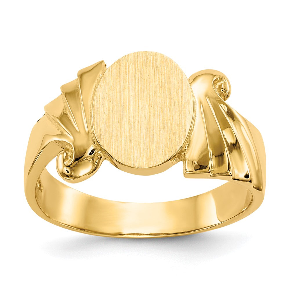 14k 8.5x Oval Open Back Signet Ring