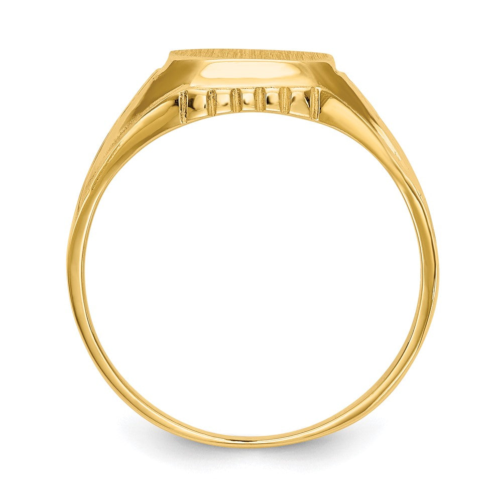14k 9.0x Octagon Open Back Floral Signet Ring