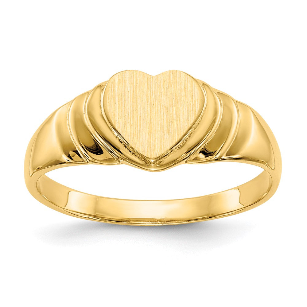 14k 6.75x Closed Back Children's Heart Signet Ring