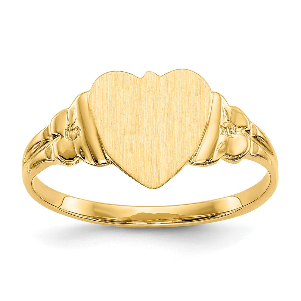 14k 8.0x Closed Back Children's Heart Signet Ring