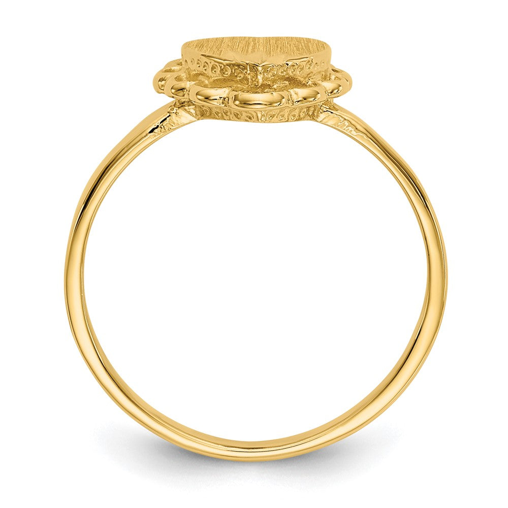 14k 7.0x Open Back Scalloped Edge Heart Signet Ring
