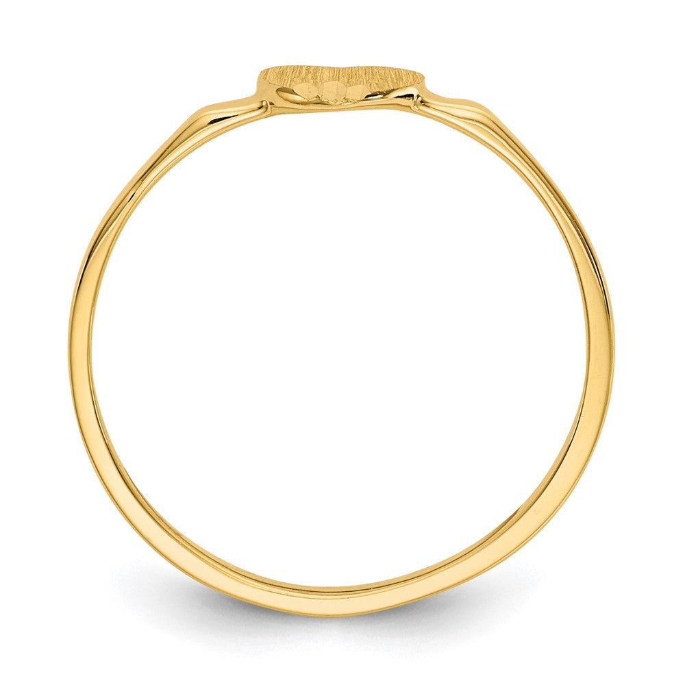 14k Diamond-cut 5.0x Closed Back Size 4 Heart Signet Ring