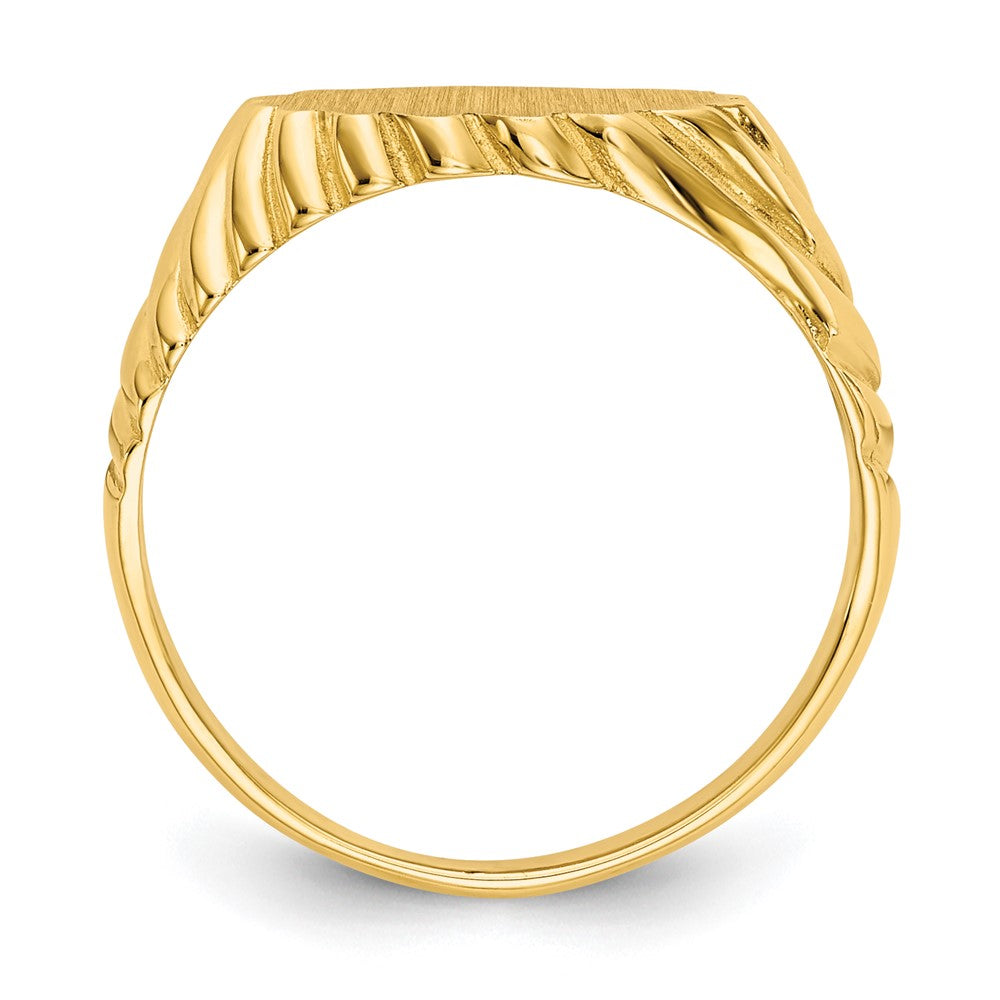 14k 10.0x Oval Open Back Scalloped Edge Signet Ring