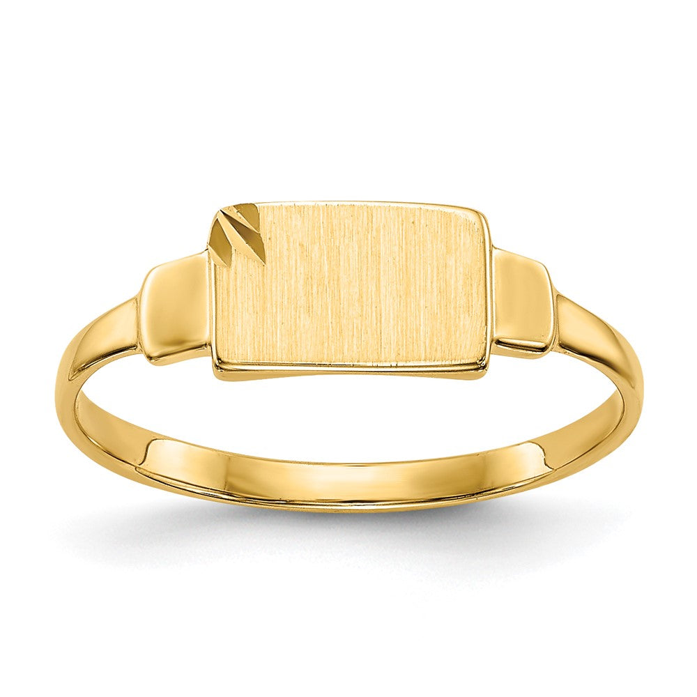 14k Diamond-cut Satin 7.25x Closed Back Size 3 Rectangular Signet Ring