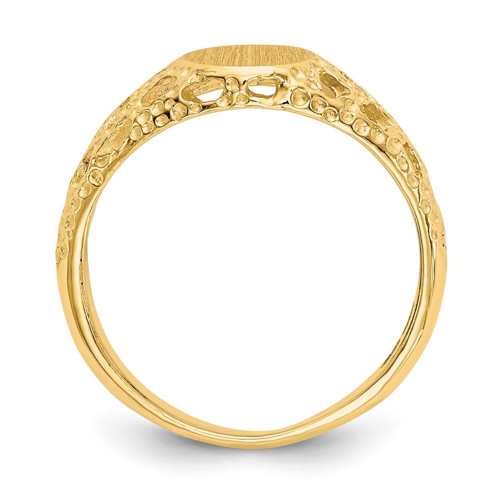 14k 5.5x Open Back Size 3 Oval Filigree Signet Ring