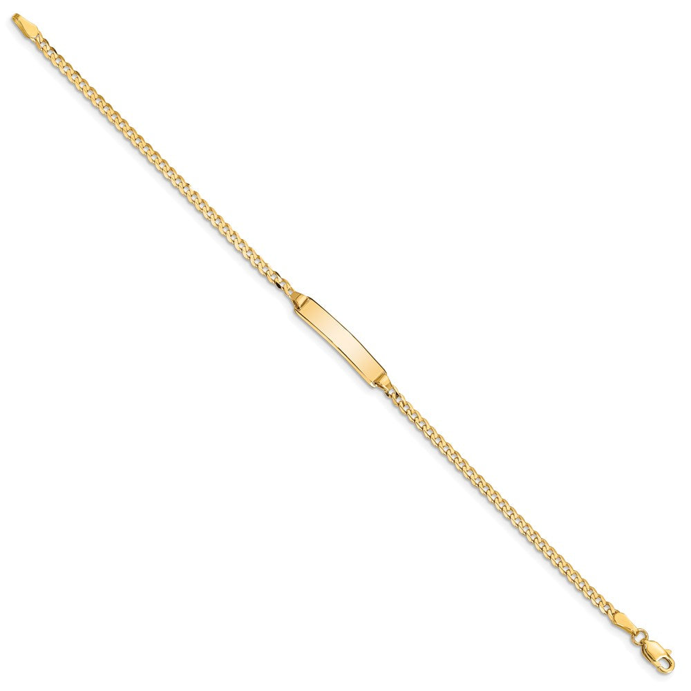 14k Polished Solid Chain/Solid Plate Curb Link 20x Plate ID Bracelet