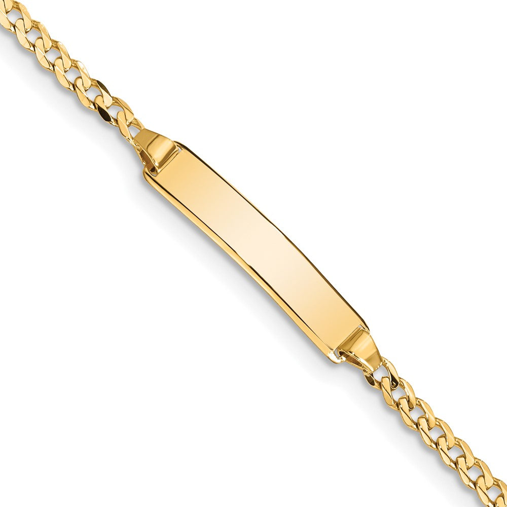 14k Polished Solid Chain/Solid Plate Curb Link 20x Plate ID Bracelet
