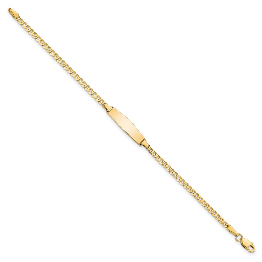14k Polished Solid Chain/Solid Plate Curb Link Soft Diamond Shape 19.5x Plate Baby/Child ID Bracelet
