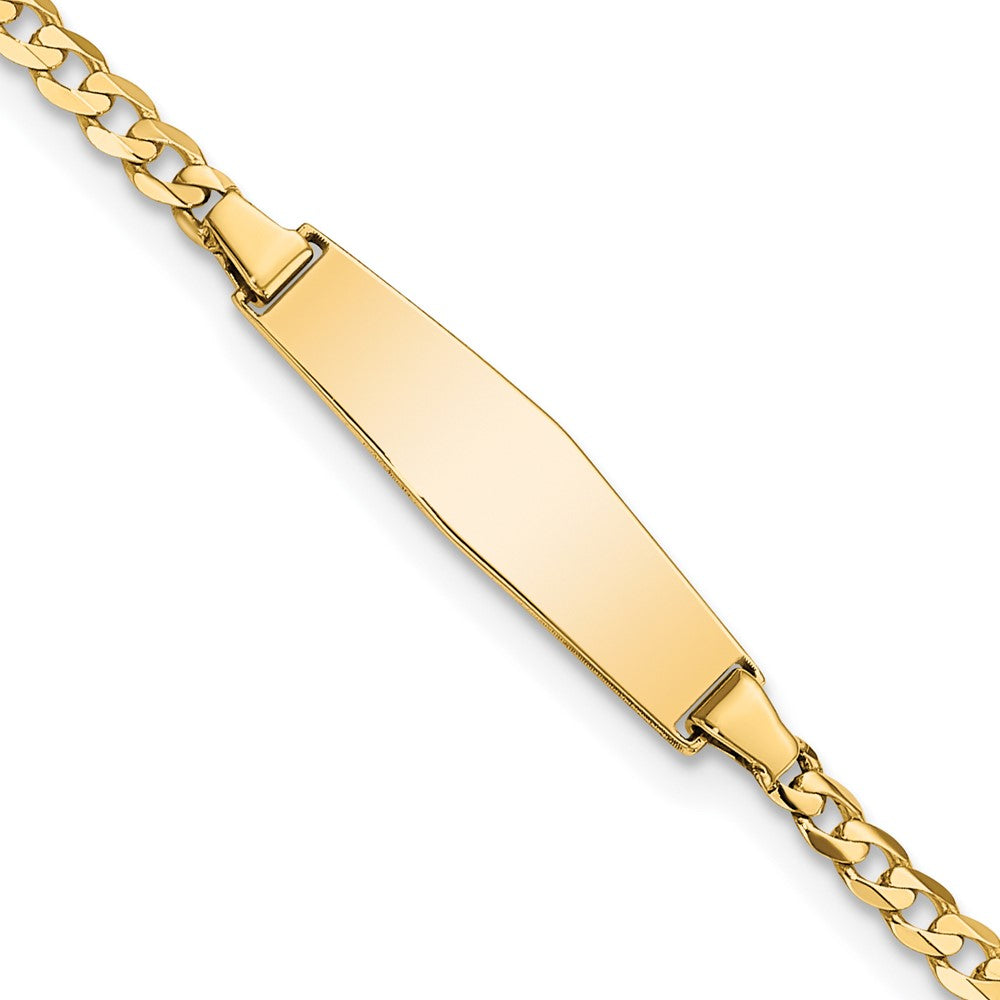 14k Polished Solid Chain/Solid Plate Curb Link Soft Diamond Shape 19.5x Plate ID Bracelet