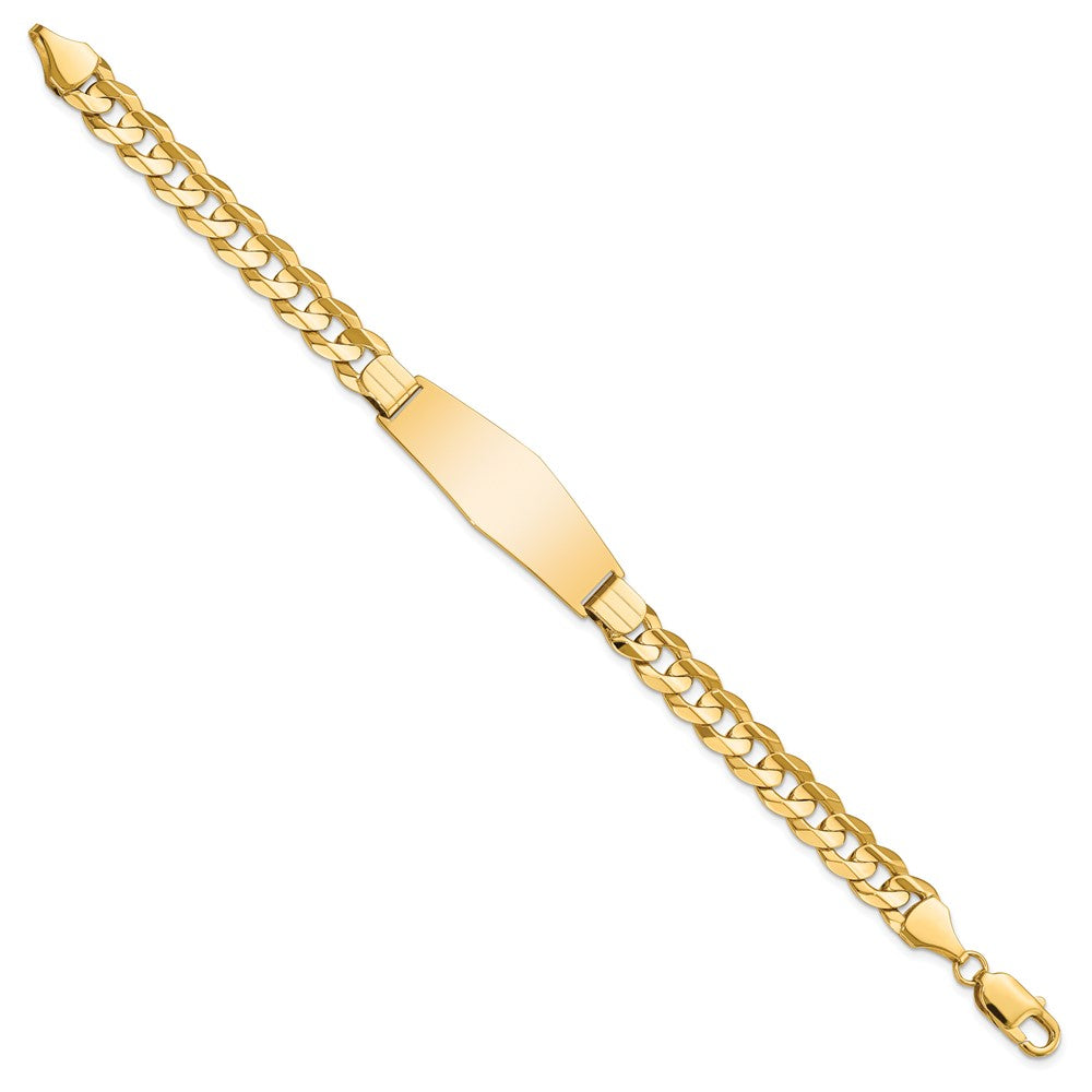 14k Polished Solid Chain/Solid Plate Curb Link Soft Diamond Shape 37.5x Plate ID Bracelet