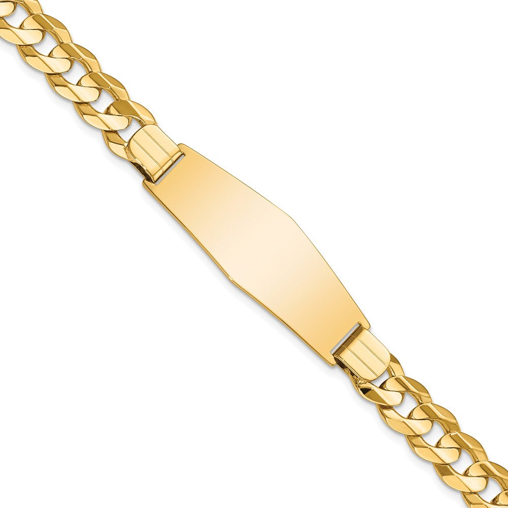 14k Polished Solid Chain/Solid Plate Curb Link Soft Diamond Shape 37.5x Plate ID Bracelet