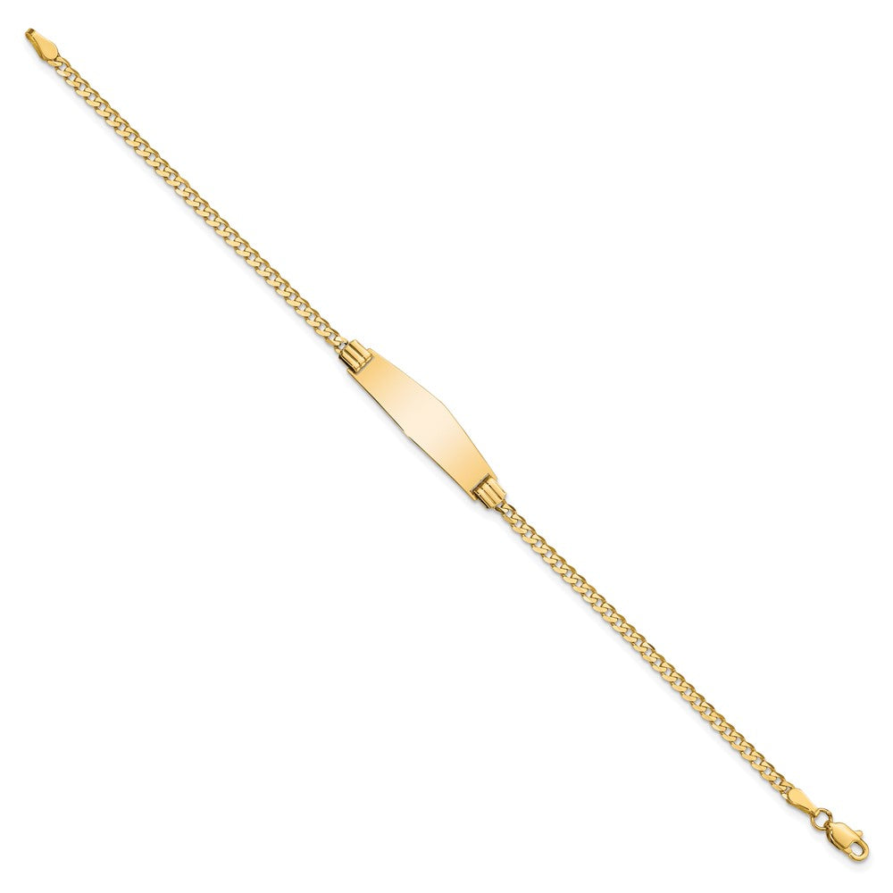 14k Polished Solid Chain/Solid Plate Curb Link Soft Diamond Shape 24.5x Plate ID Bracelet