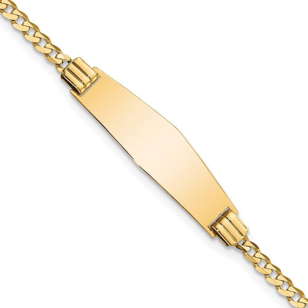 14k Polished Solid Chain/Solid Plate Curb Link Soft Diamond Shape 24.5x Plate ID Bracelet