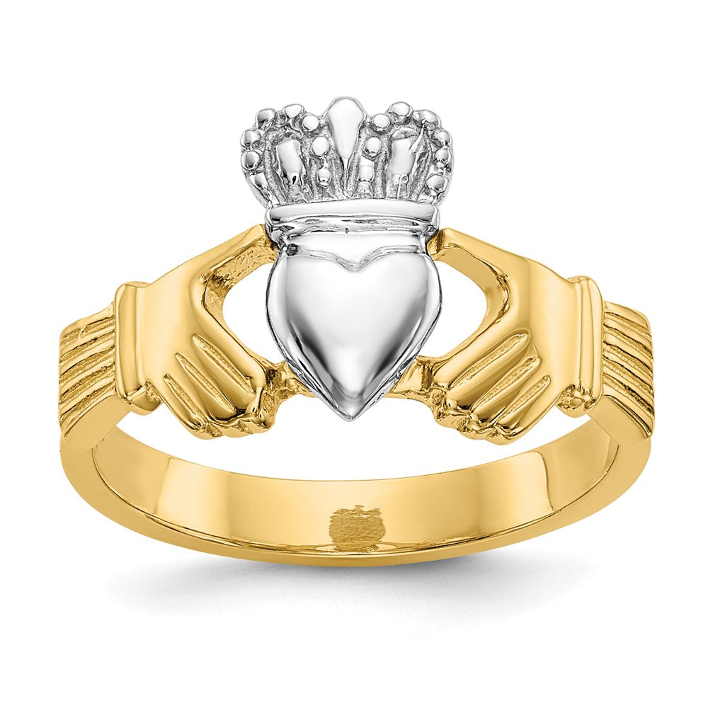 14k Two-tone Polished Claddagh Ring