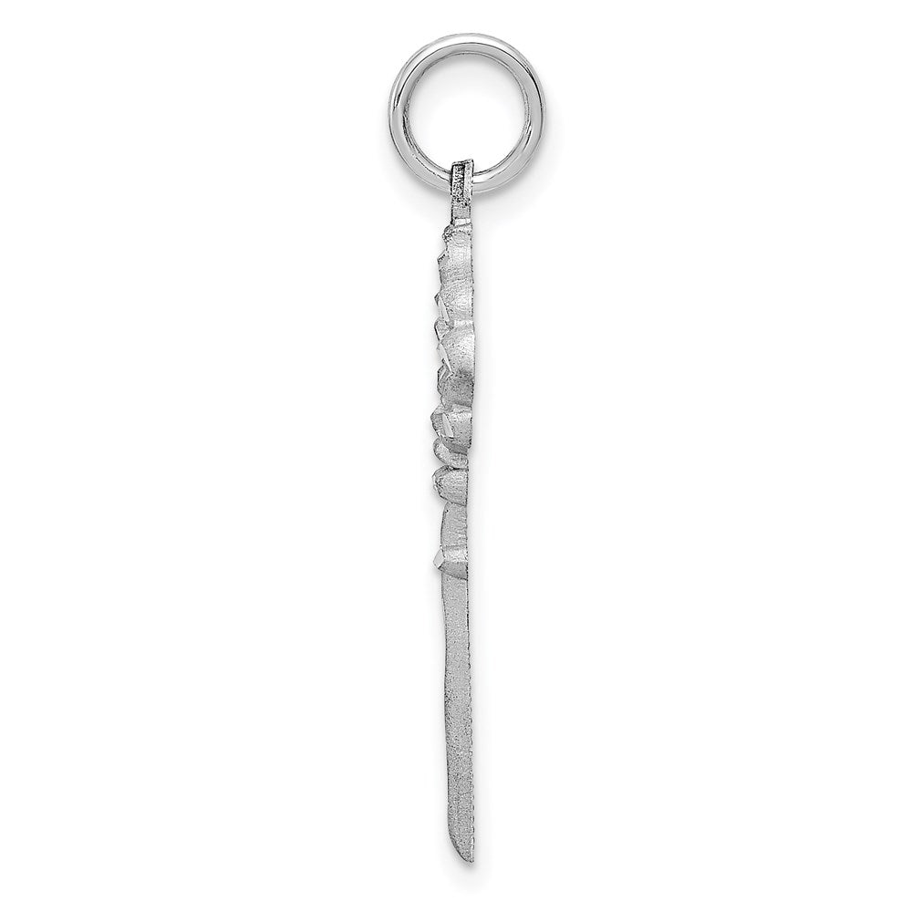 14k White Gold Diamond-cut Heart Key Charm