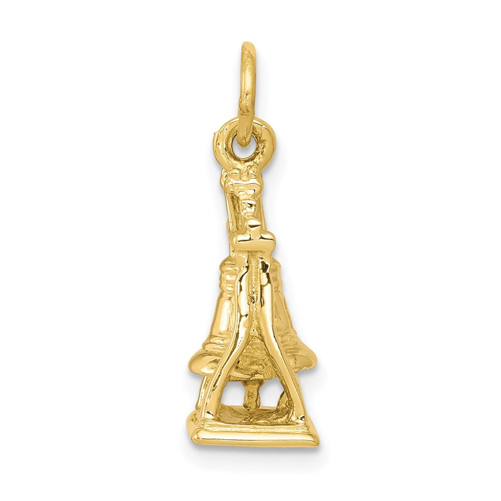 14k Solid Polished 3-D Liberty Bell Charm