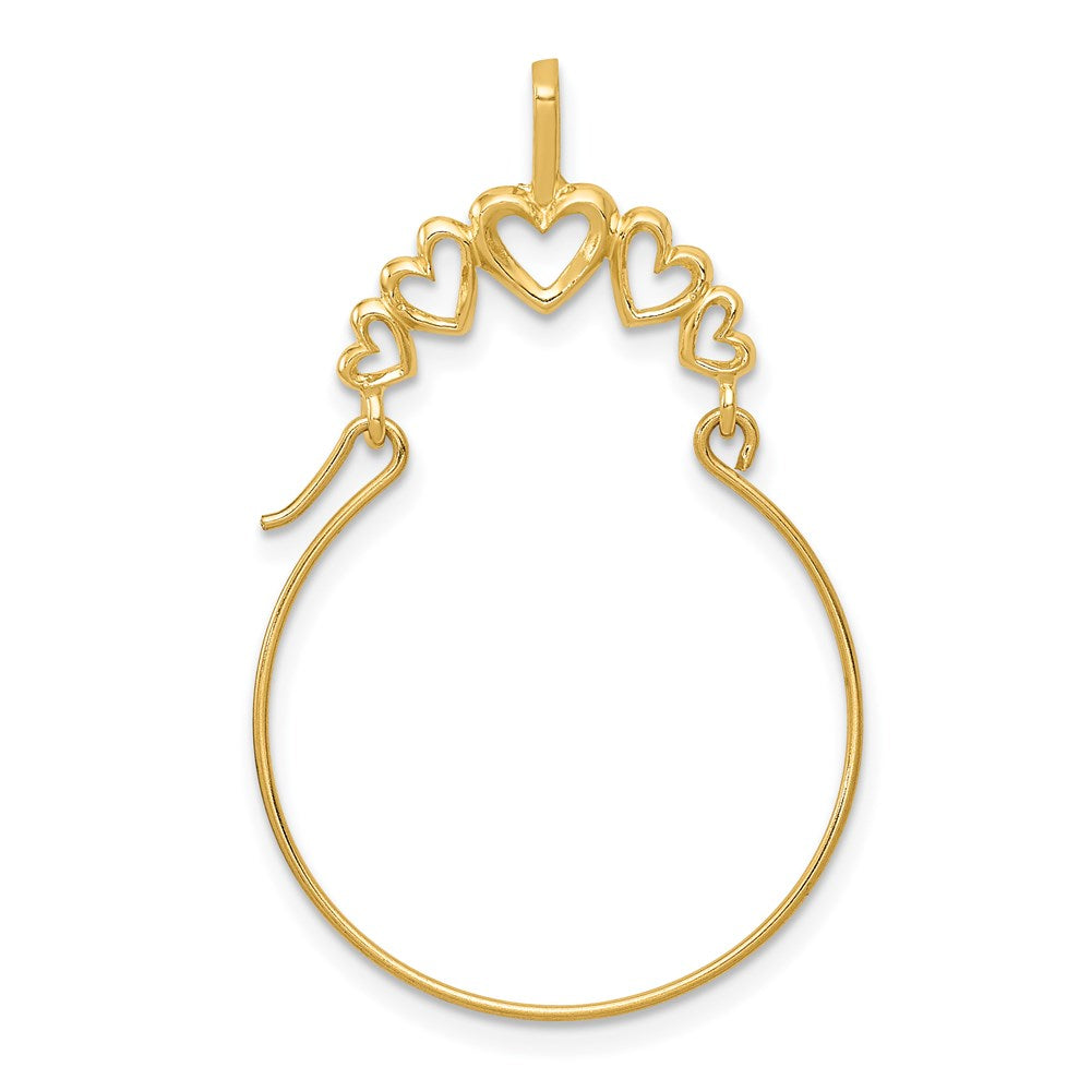 14k Polished 5-Heart Charm Holder Pendant