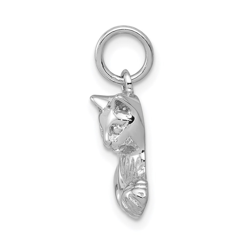 14k White Gold Polished Open-Backed Cat Charm